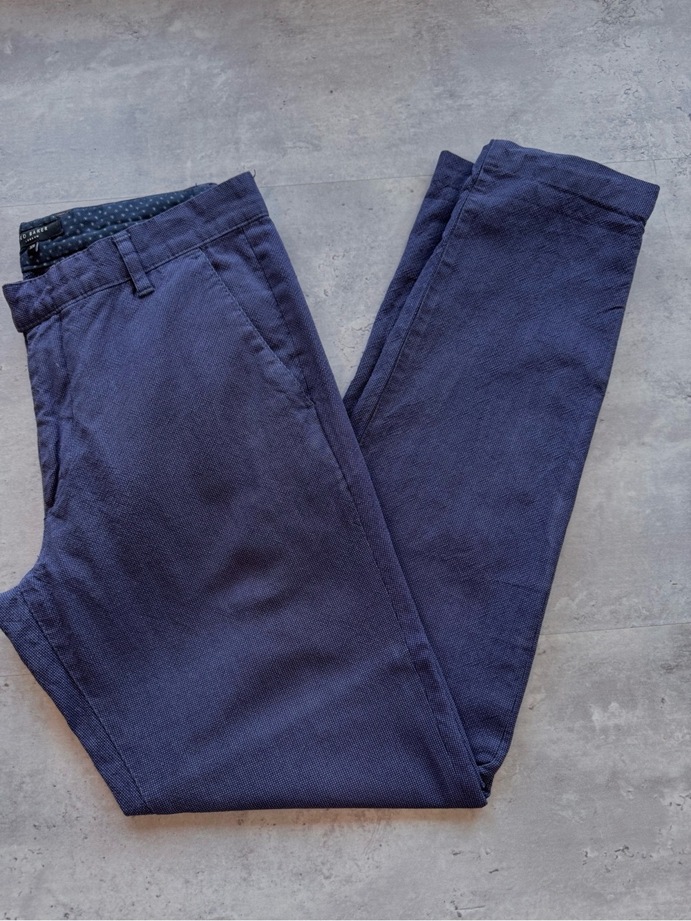 Ted Baker Slim Fit Dobby Textured Chino Pants, Navy, 32